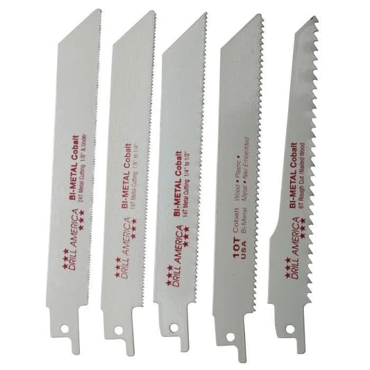 5 Piece Reciprocating Saw Blade Set - High Performance & Durable Cutting Tool | Drill America - Bayou Tool