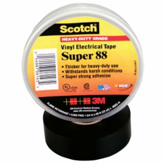 Super 88 Vinyl Electrical Tape - 3/4 in x 66 ft, Black, Premium Weather-Resistant Insulation