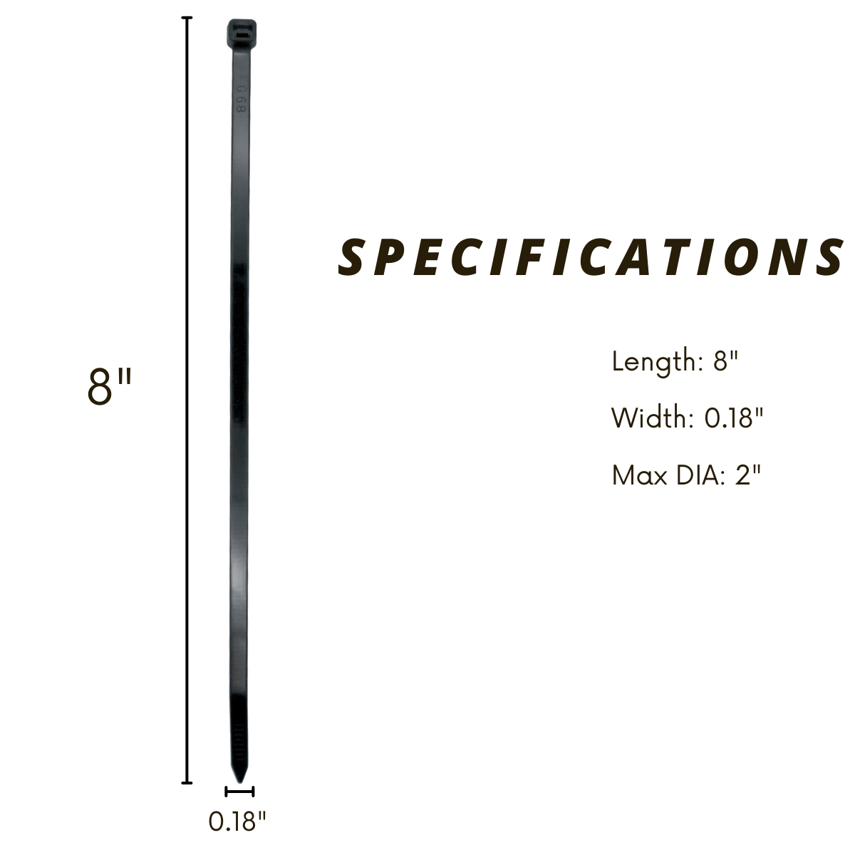 8 - Inch Heavy - Duty Zip Ties | 50 lb Strength | UV & Weather Resistant | Industrial - Grade Nylon - Bayou Tool