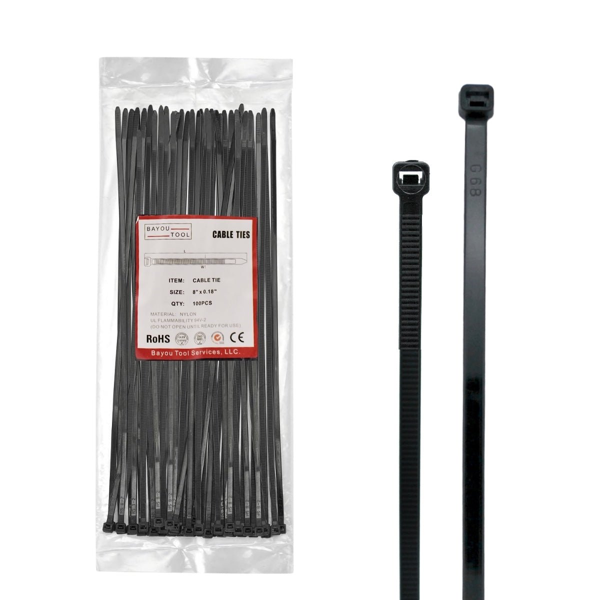 8 - Inch Heavy - Duty Zip Ties | 50 lb Strength | UV & Weather Resistant | Industrial - Grade Nylon - Bayou Tool