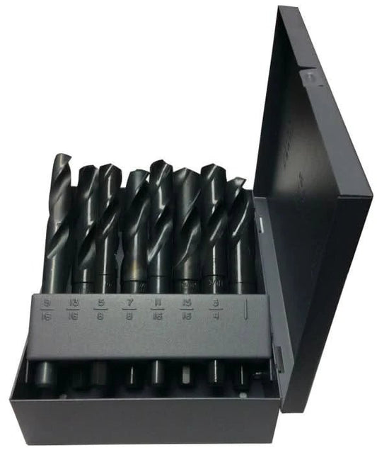 8 Piece HSS Black Oxide Reduced Shank HSS Drill Bit Set, 9/16" - 1" - High Performance & Durable Cutting Tool | Drill America - Bayou Tool