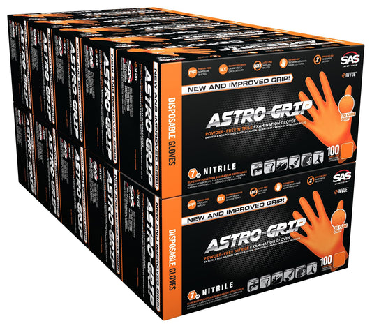 Astro Grip Disposable Nitrile Gloves - High-Grip, 7 Mil, Powder-Free - Durable Hand Protection for Industrial and Automotive Use