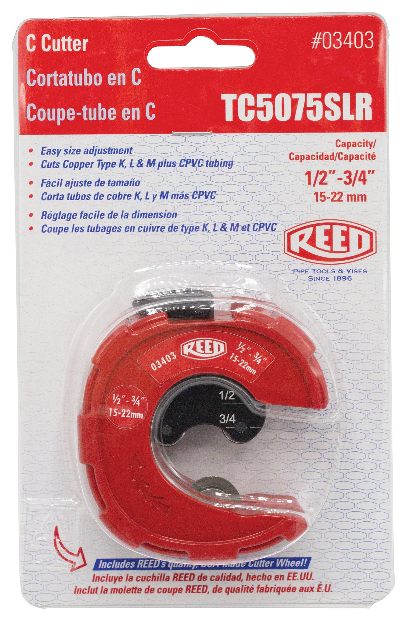 REED TC5075SLR 1/2" And 3/4 " Adjustable  Industrial Replacement Part for Pipe and Frame Units by Reed Mfg - Pipeline Tool
