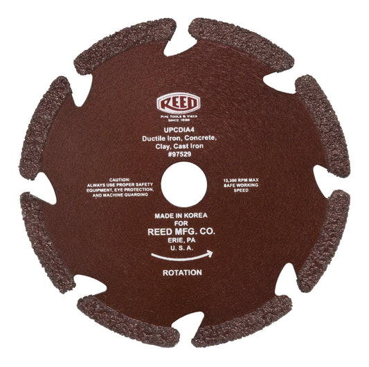 REED Upcdia4" Upc Ct Blde 6-8" Ci/Clay  Compatible Fit for Reed Tool Maintenance by Reed Mfg - Pipeline Tool