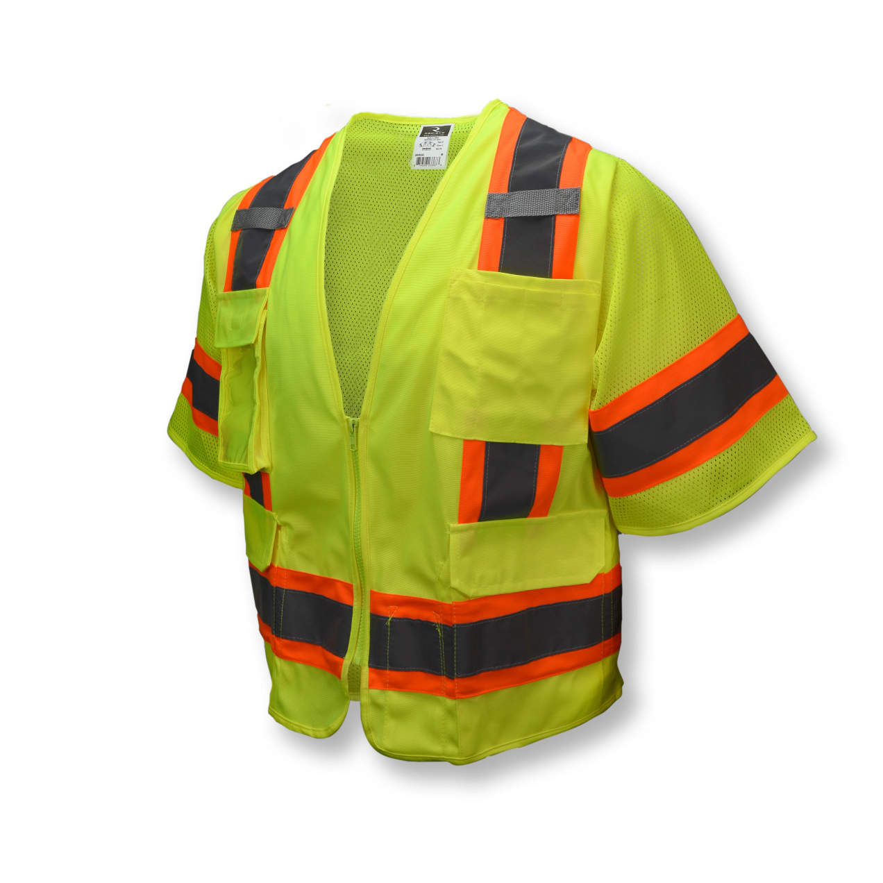 a yellow safety vest on a white background