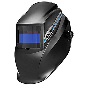 Auto-Darkening Welding Helmet, Metal Man 9-13 Shade, 3.62" x 1.36" View, 2 Arc Sensors