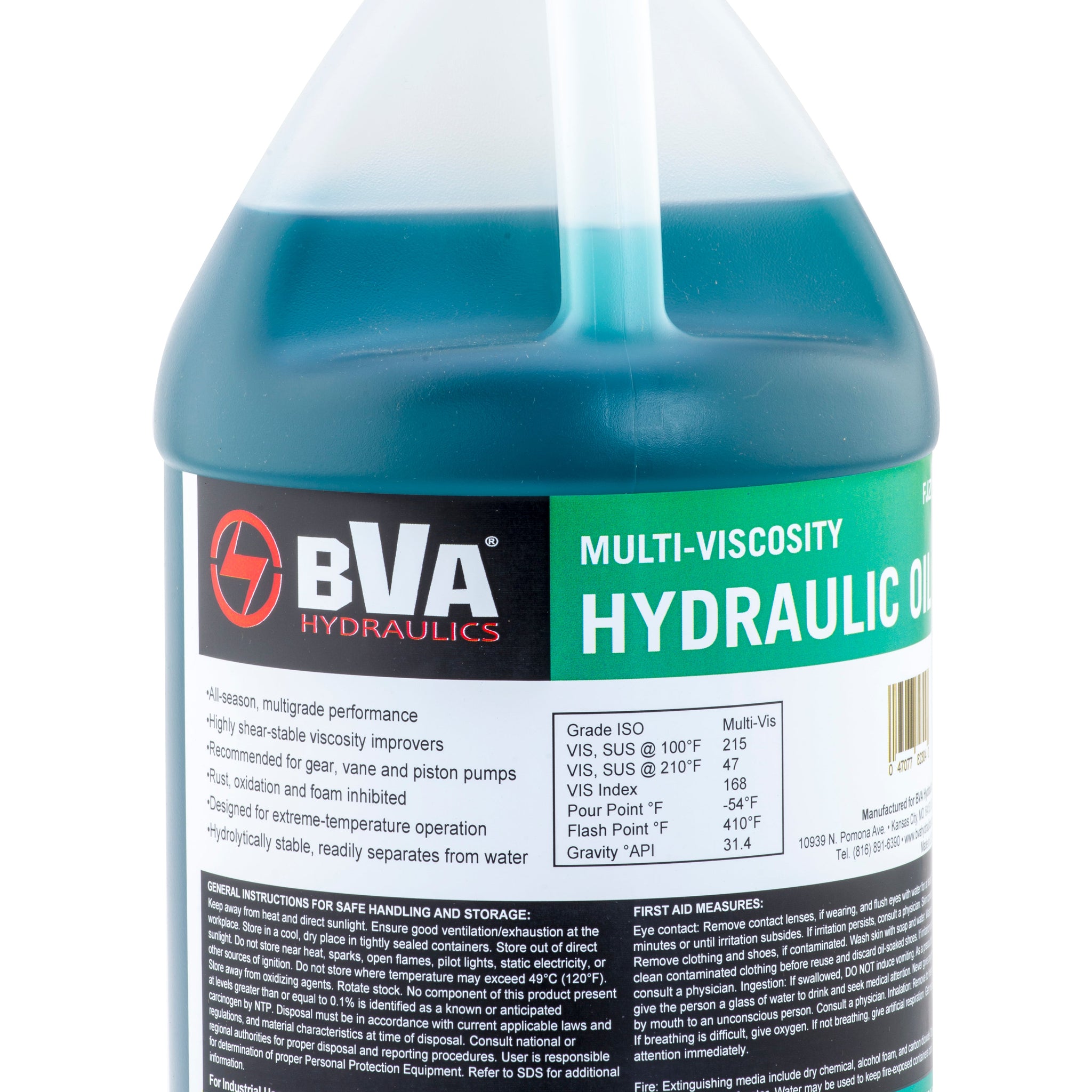 BVA Hydraulics - 1 Gallon - Premium Hydraulic Oil - Shear Stable, Multi-Viscosity Antiwear Hydraulic Fluid | Hydraulic Accessories
