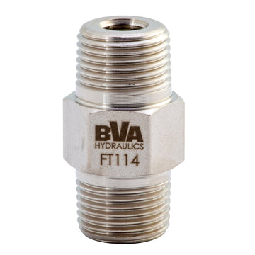 BVA Hydraulics - Fitting Hex Nipple 3/8"-18 Nptf Male X 3/8"-18 Nptf Male 10,000 Psi | Hydraulic Nipples