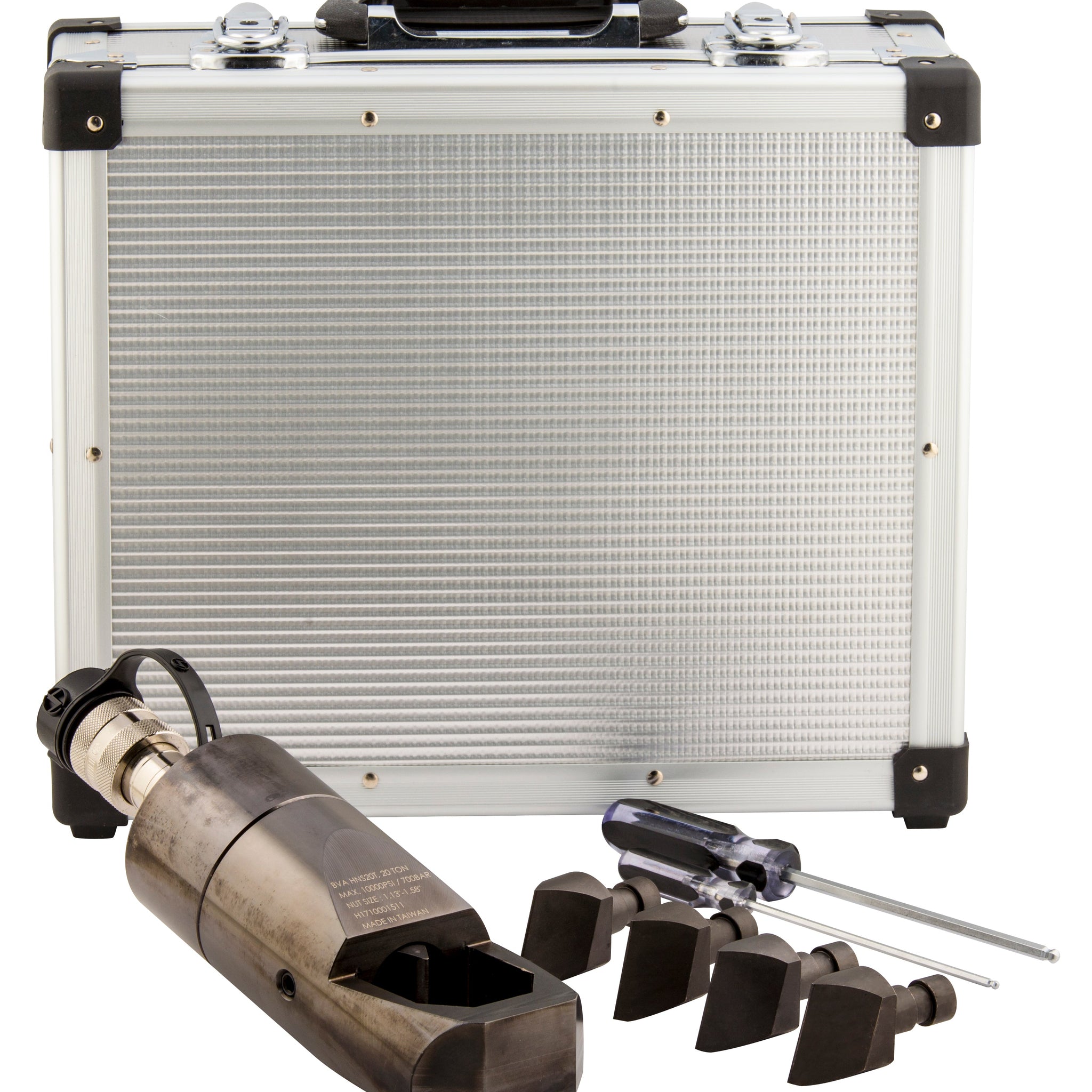 BVA Hydraulics - 20 Ton Nut Splitter Set, With Aluminum Case, And 5 Pcs Of Wedges, For Hex Nut 1.13" - 1.56" | Nut Splitters