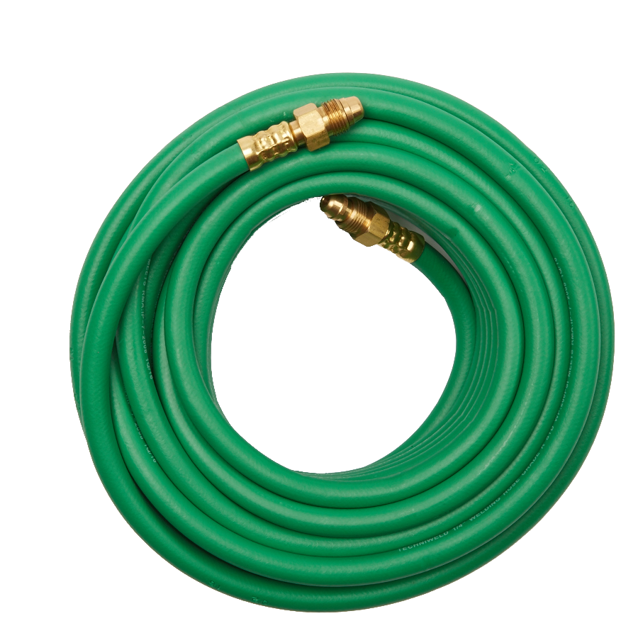 TECHNIWELD Green Argon Hose 1/4" x 100' with Fittings - Reliable Gas Delivery