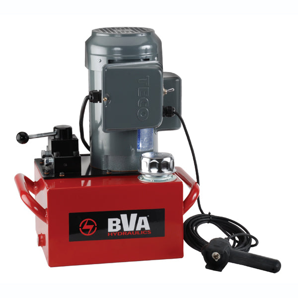 BVA Hydraulics - E-Pump, 1.5 Hp, 3 Gal, 3W/3P Man Val, 120V60Hz, Nema 5-15P Plg, 10Ft Pend | Electric Hydraulic Power Unit