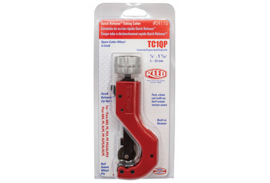 Reed TC1QPVC Quick Release Plastic Pipe Cutter – PVC, CPVC, PEX, PE – 1/8" to 1-5/16" with 1-2PVC Wheel