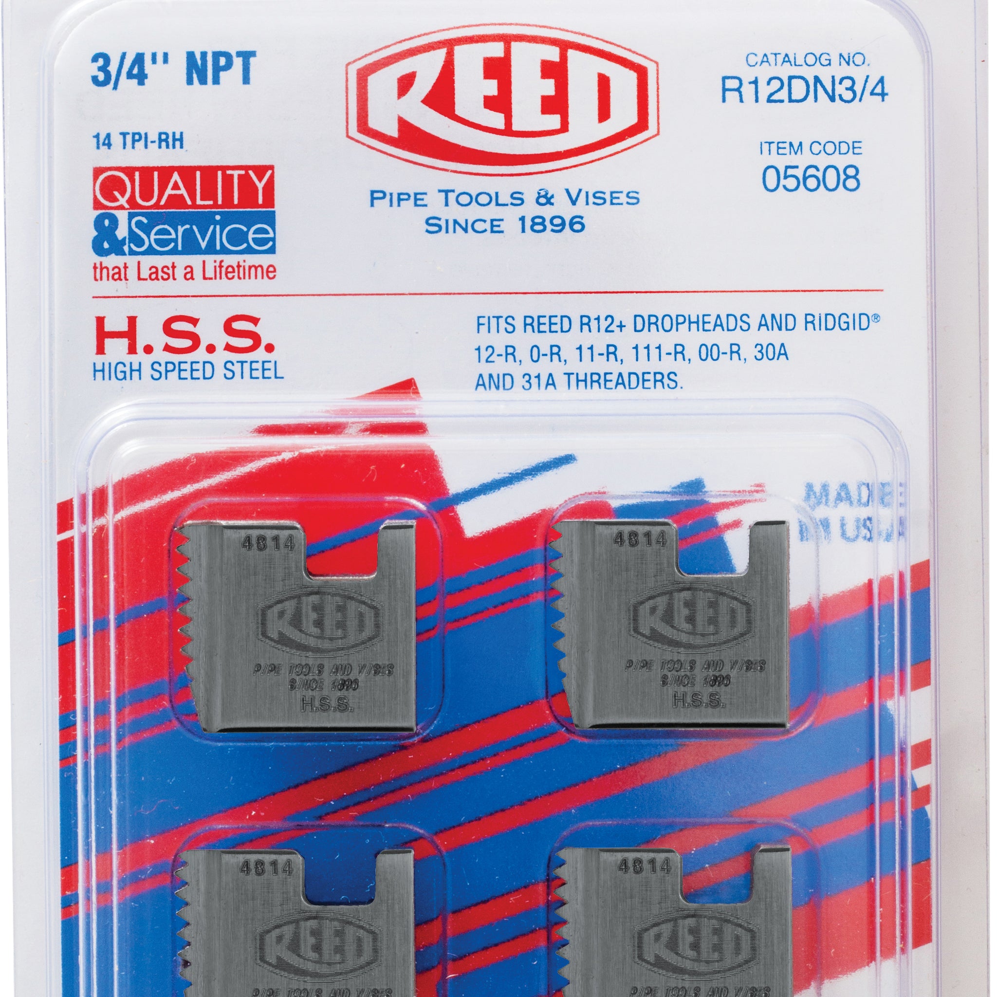 REED 3/4" R12-Type Die Seg  Built for AWWA Standard Pipe Service by Reed Mfg - Pipeline Tool