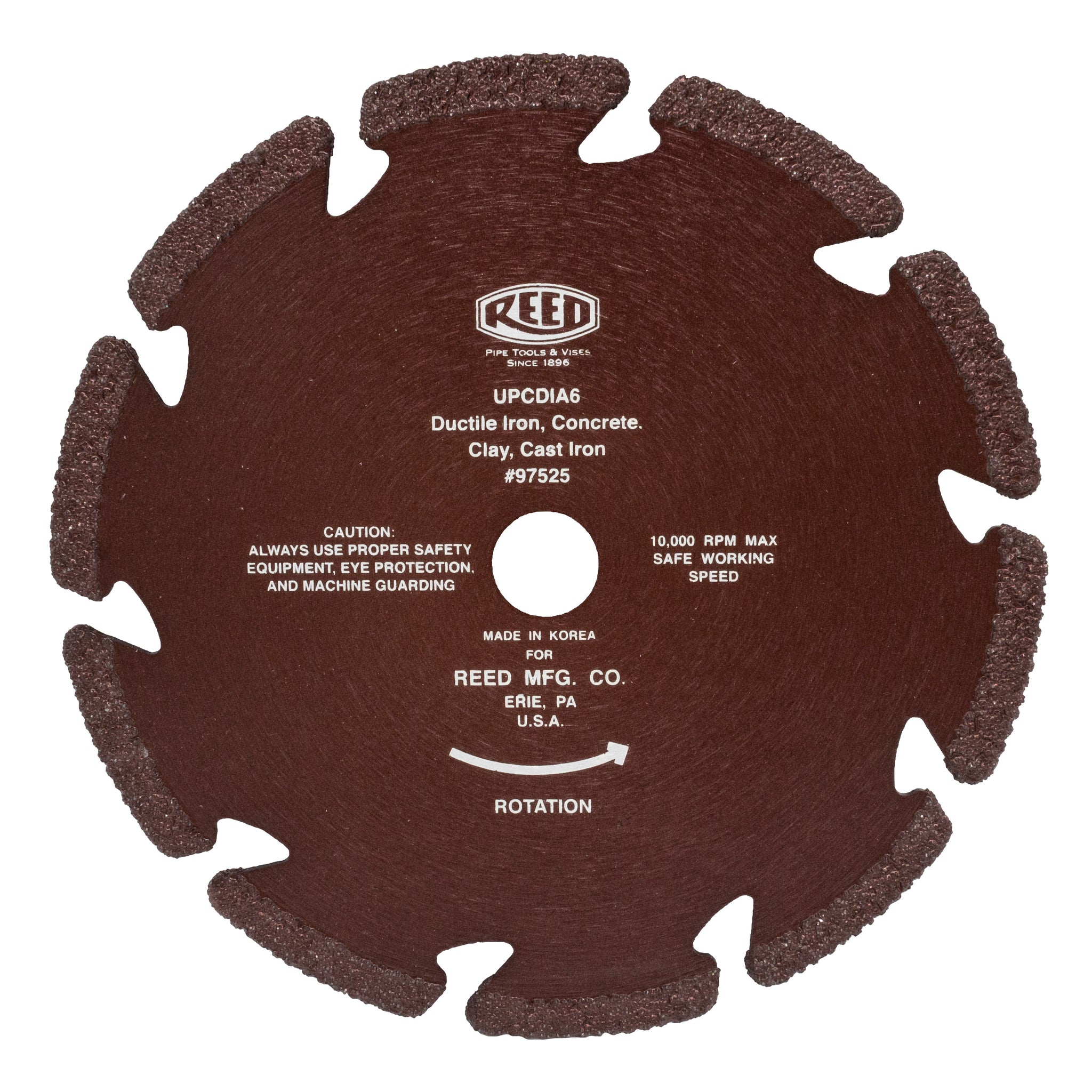 REED Upcdia6" Upc Diamond Blde 10-48In Ci  Reinforced Part for Industrial Tool Systems by Reed Mfg - Pipeline Tool