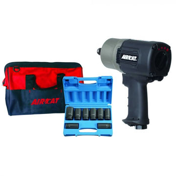 Aircat - 3/4" impact wrench kit 1600 ft - lb w/8 Piece Deep Socket Set - Bayou Tool