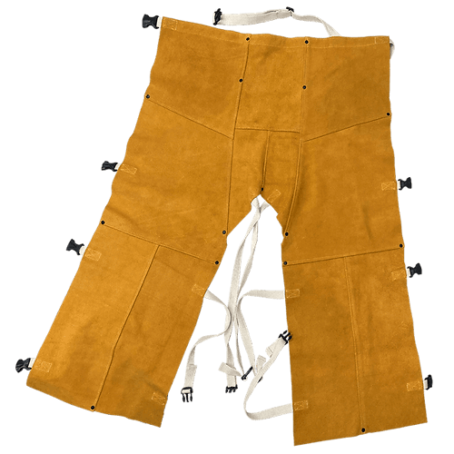 Armour Guard - 40" Welding Chaps - Golden Brown Split Cowhide Leather - Bayou Tool