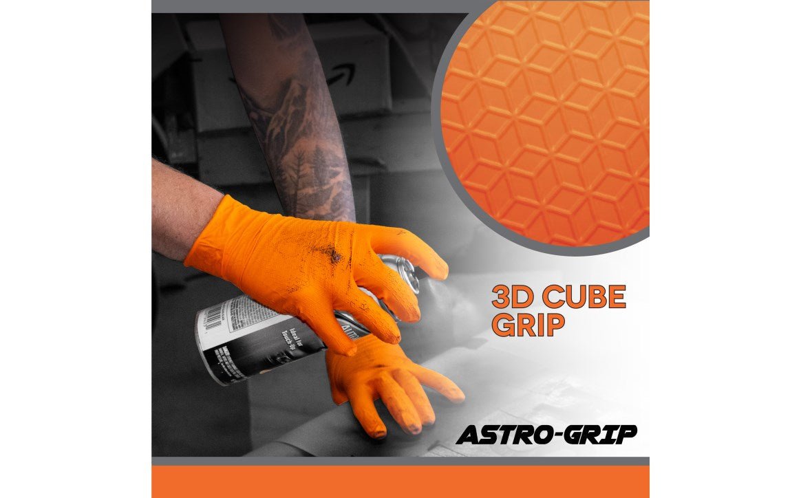 Astro Grip Disposable Nitrile Gloves - High - Grip, 7 Mil, Powder - Free - Durable Hand Protection for Industrial and Automotive Use - Bayou Tool