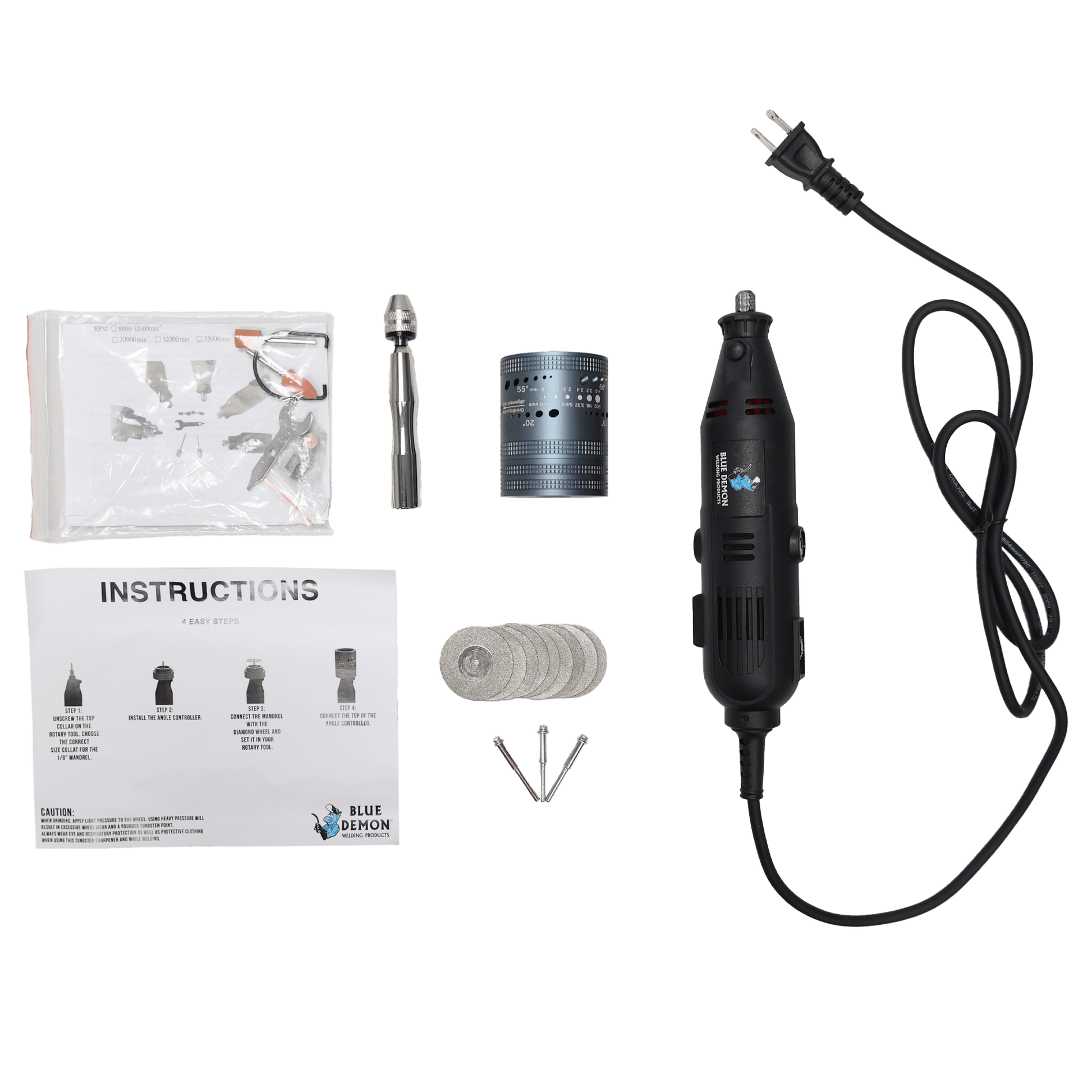 Blue Demon Stay‑Sharp Tungsten Grinder – 115V Corded w/ Carrying Case - Bayou Tool