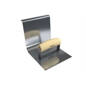 Bon 12 - 812 Epoxy Base Tool - Stainless Steel 6" X 6" - 1" Radius 6" Lip Wood Handle | Concrete Restoration Tool for Pros - Bayou Tool