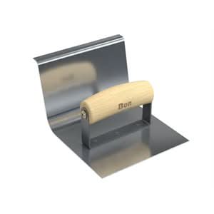 Bon 22 - 814 Epoxy Base Tool - Stainless Steel 6" X 6" - 3/4" Radius 4" Lip Wood Handle | Concrete Restoration Tool for Pros - Bayou Tool
