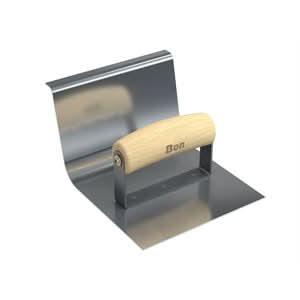 Bon 22 - 815 Epoxy Base Tool - Stainless Steel 6" X 6" - 1" Radius 4" Lip Wood Handle | Concrete Restoration Tool for Pros - Bayou Tool