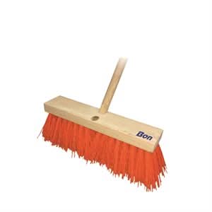 Bon 34 - 423 Street Broom - 5" Hi - Vis Orange Poly - 24" - Wood Handle | Brooms & Brushes Tool for Pros - Bayou Tool
