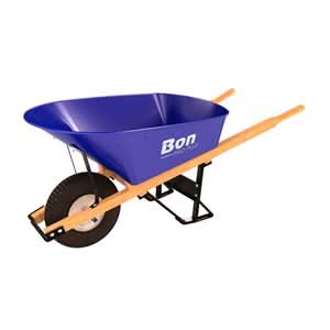 Bon Pro Plus Bon 11 - 300 Barrow - Steel 6 Cubic Feet Tray - Single Knobby Tire Wood Handle | General Construction Tool for Pros - Bayou Tool
