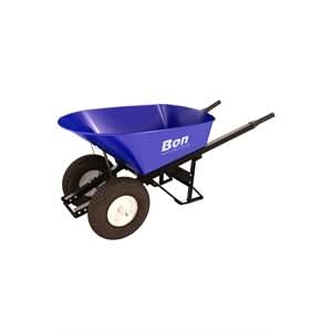 Bon Pro Plus Bon 28 - 901 Barrow - Steel 6 Cubic Feet Tray - Double Knobby Tire - Stl Handle | General Construction Tool for Pros - Bayou Tool