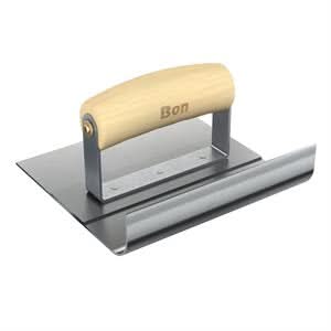 Bon Pro Plus Bon 82 - 787 Ultra Smooth Base Tool - Stainless Steel 6" X 1.5" - 3/4" Radius 6" Lip Wood Handle | Concrete Restoration Tool for Pros - Bayou Tool