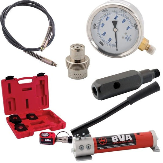 BVA Hydraulics - Combo 10 Ton, 5" Stroke Flat Body Cylinder Kit - P350 | Hydraulic Cylinder & Pump Sets - Bayou Tool