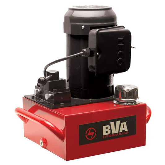 BVA Hydraulics - E-Pump, 1 Hp, 2 Gallon, 3W/3P Manual Valve, 120V 60 Hz, Nema 5-15P Plug | Electric Hydraulic Power Unit - Bayou Tool