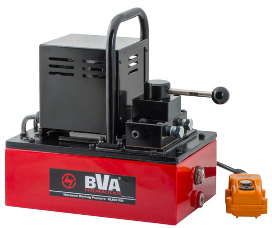 BVA Hydraulics - E-Pump, 1 Hp Universal, 1 Gallon, 3W/3P Manual Valve, 120V 50/60 Hz, Nema 5-15P Plug | Electric Hydraulic Power Unit - Bayou Tool