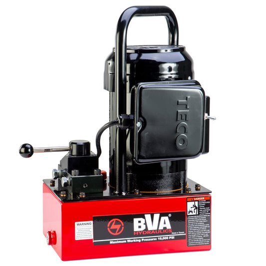 BVA Hydraulics - E-Pump, 1/2 Hp, 1 Gallon, 4W/3P Manual Valve, 120V 60 Hz, Nema 5-15P Plug | Electric Hydraulic Power Unit - Bayou Tool