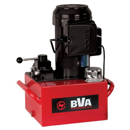 BVA Hydraulics - E-Pump, 1.5 Hp, 3 Gallon, 4W/3P Manual Valve, 120V 60 Hz, Nema 5-15P Plug | Electric Hydraulic Power Unit - Bayou Tool