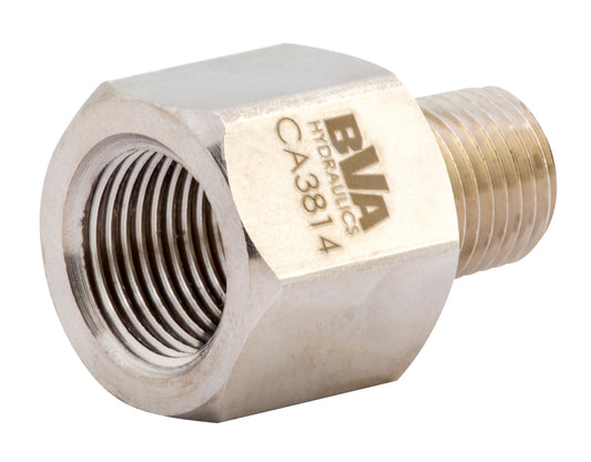 BVA Hydraulics - Fitting Adapter 3/8"-18 Nptf Female X 1/4"-18 Nptf Male 10,000 Psi | Hydraulic Adapters - Bayou Tool