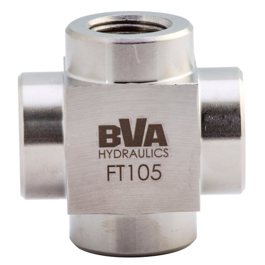 BVA Hydraulics - Fitting Cross 3/8"-18 Nptf 10,000 Psi | Hydraulic Crosses - Bayou Tool