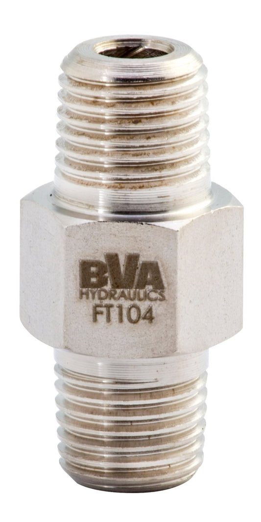 BVA Hydraulics - Fitting Hex Nipple 1/4"-18 Nptf Male X 1/4"-18 Nptf Male 10,000 Psi | Hydraulic Nipples - Bayou Tool