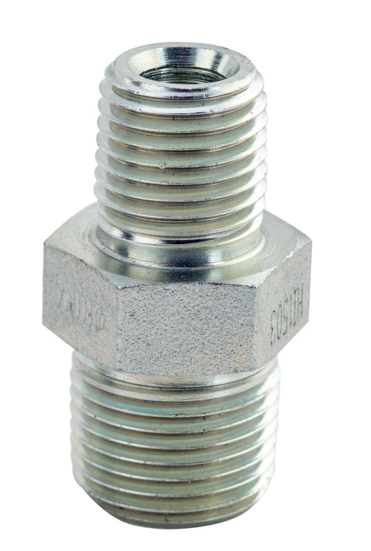 BVA Hydraulics - Fitting Hex Nipple 1/4"-18 Nptf Male X 3/8"-18 Nptf Male 10,000 Psi | Hydraulic Nipples - Bayou Tool