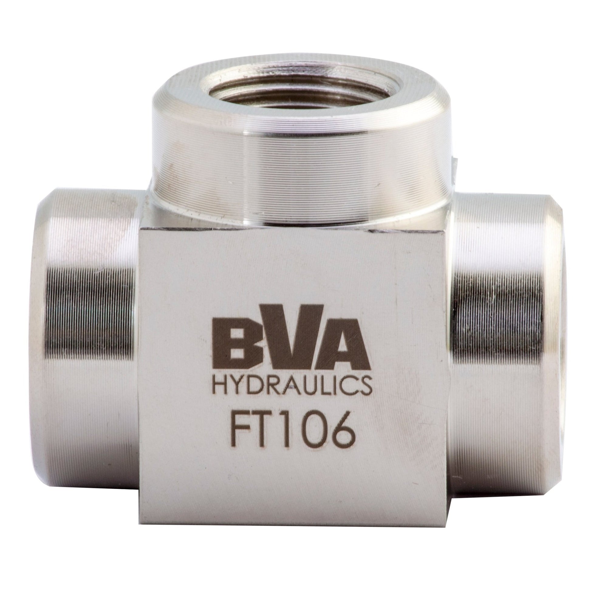 BVA Hydraulics - Fitting Tee 3/8"-18 Nptf 10,000 Psi | Hydraulic Tees - Bayou Tool