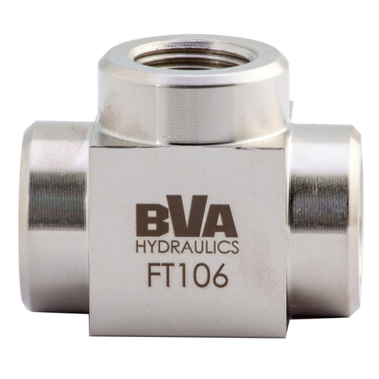 BVA Hydraulics - Fitting Tee 3/8"-18 Nptf 10,000 Psi | Hydraulic Tees - Bayou Tool
