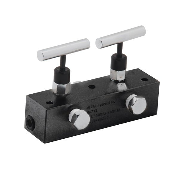 BVA Hydraulics - Manifold Block 2 Needle Valves 6" | Hydraulic Manifolds - Bayou Tool