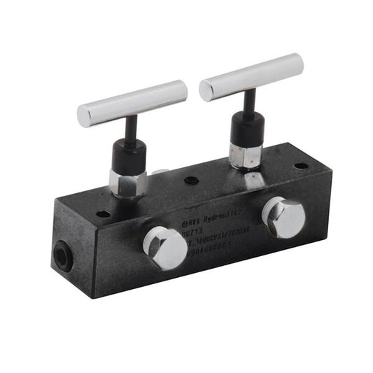 BVA Hydraulics - Manifold Block 2 Needle Valves 6" | Hydraulic Manifolds - Bayou Tool