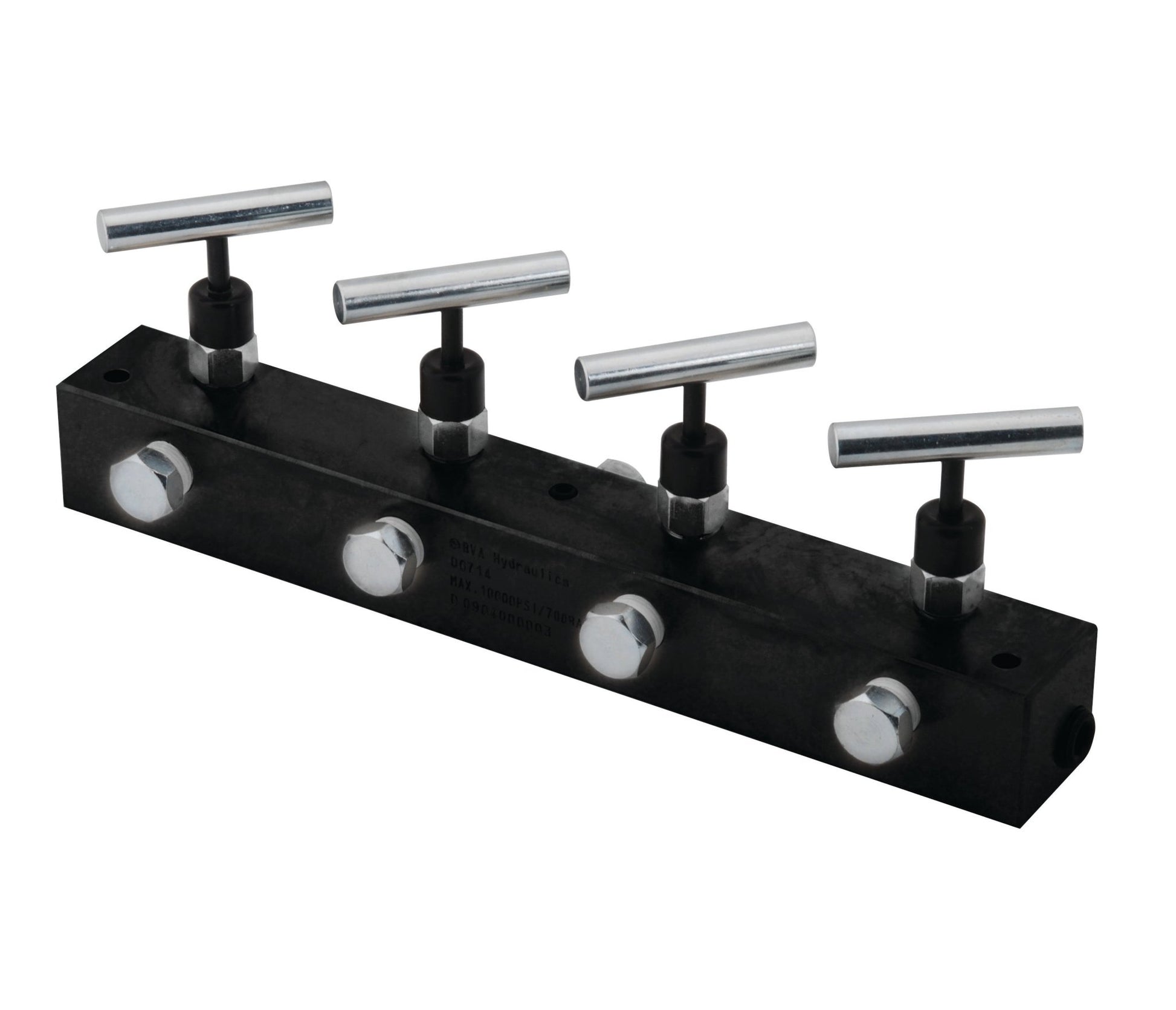 BVA Hydraulics - Manifold Block 4 Needle Valves 12" | Hydraulic Manifolds - Bayou Tool