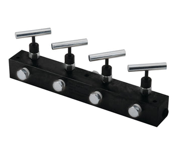 BVA Hydraulics - Manifold Block 4 Needle Valves 12" | Hydraulic Manifolds - Bayou Tool