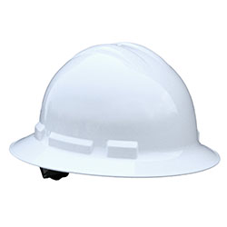 Radians 6 Pt Ratchet Full Brim Hard Hat - White Durable Head Protection for Safety on the Job