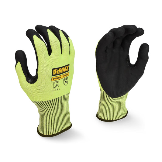 DEWALT DPG855T Hi - Vis Foam Nitrile A4 Cut Glove Tagged - Bayou Tool