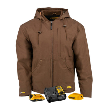 DEWALT Men's Heated Heavy Duty Work Coat Kitted Tobacco - Bayou Tool