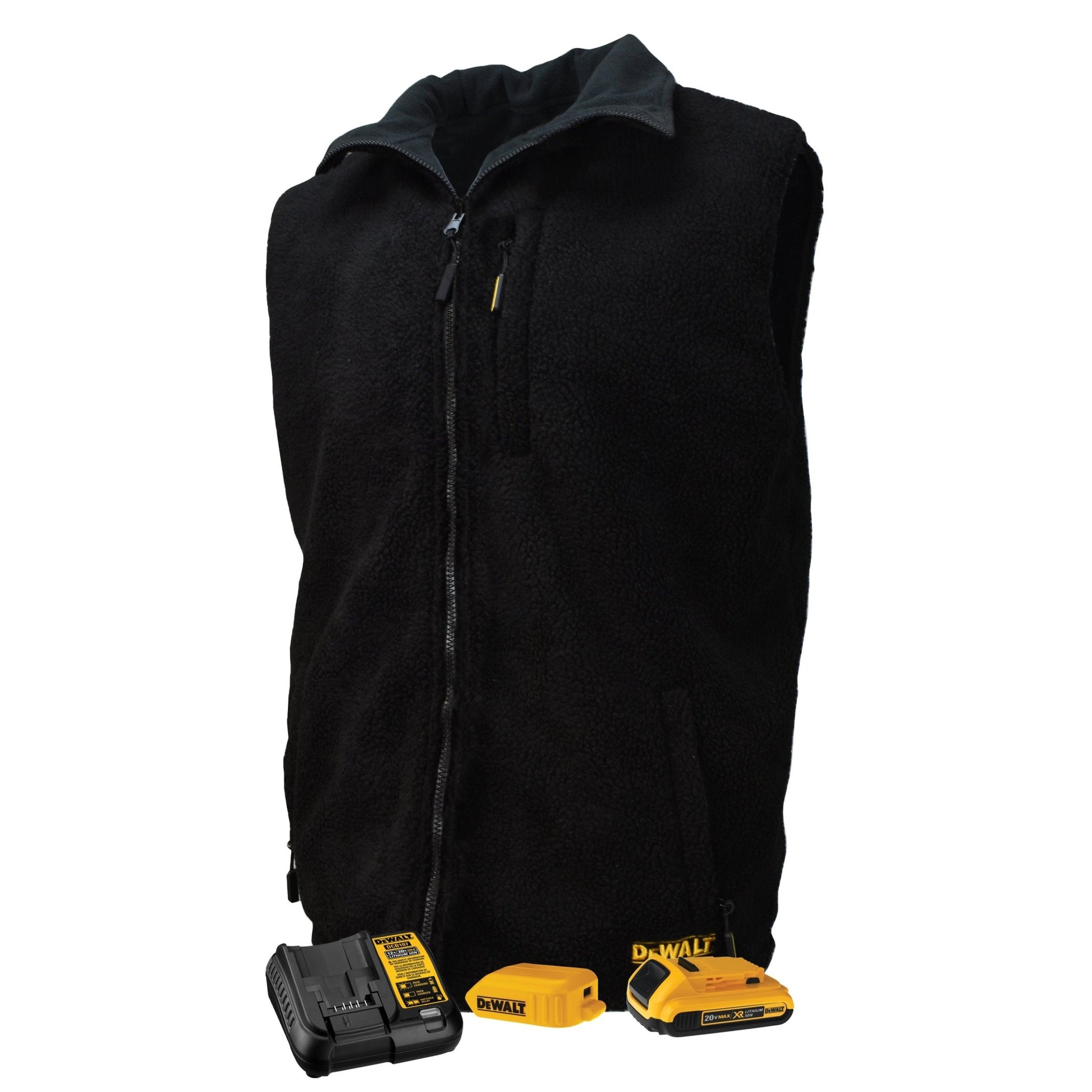 DEWALT Men's Heated Reversible Fleece Vest Kitted Black - Bayou Tool