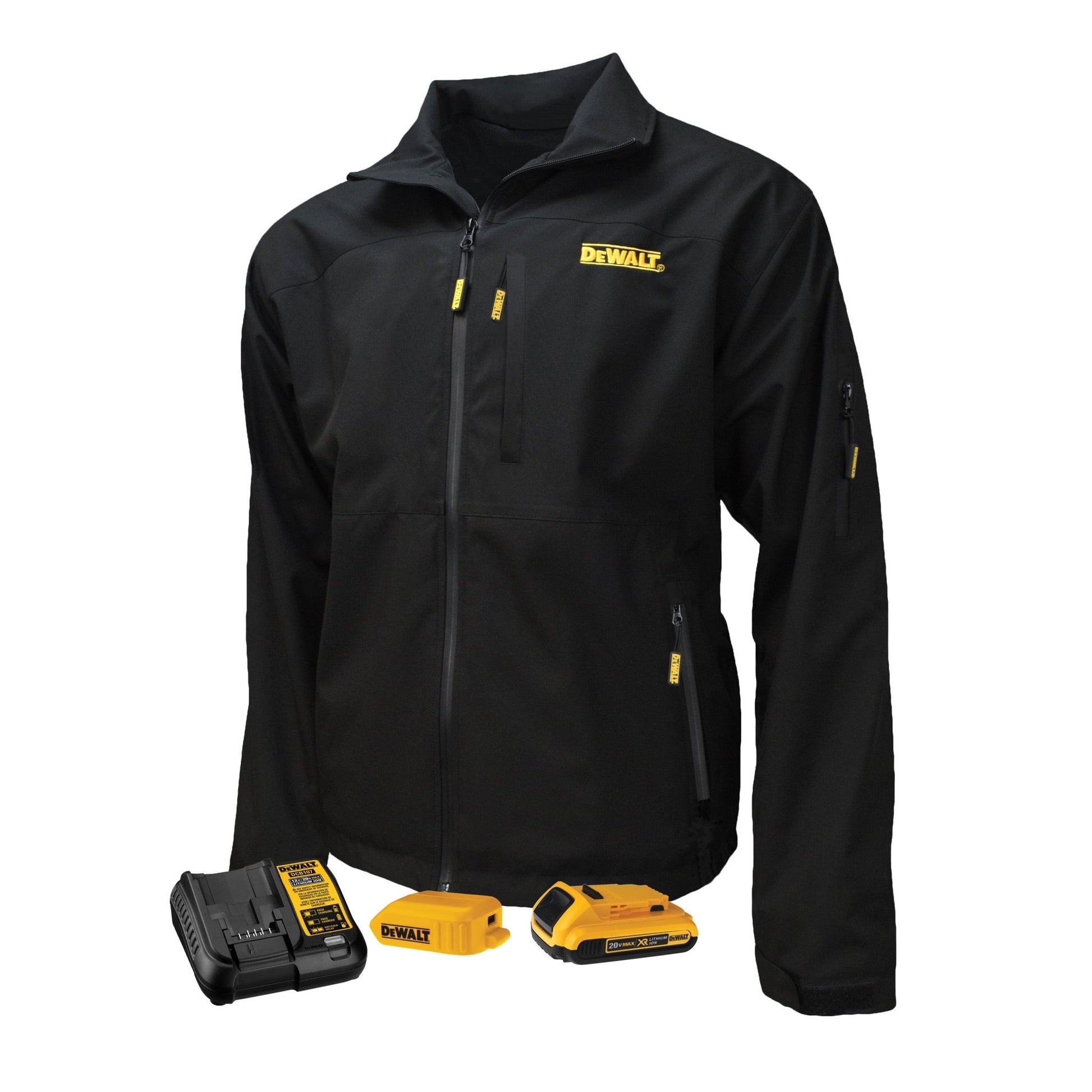 DEWALT Men's Heated Structured Soft Shell Jacket Kitted Black - Bayou Tool
