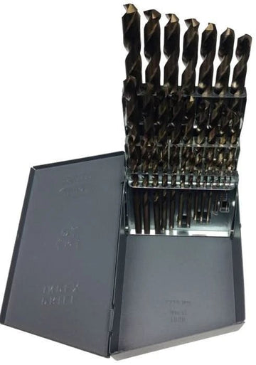 Drill America - 29 Piece Cobalt Drill Set Special - 1/16 - 1/2 x 64ths Drill Bit Set Gray Metal Case - Bayou Tool